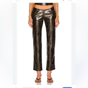 Miaou Black Faux Leather Straight-Leg Pants